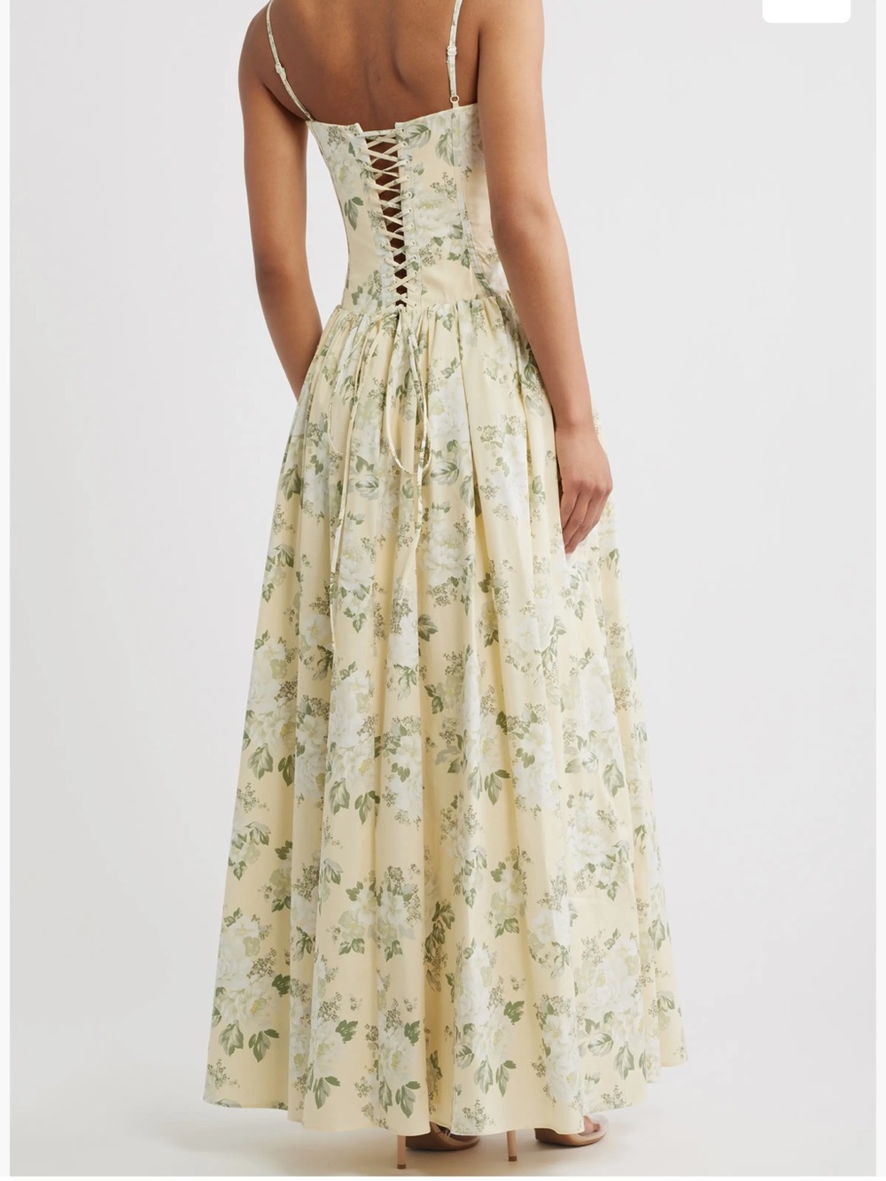 House of CB - Floral Bustier Maxi Dress in Pastel Yellow and Green - Picture 2 of 4